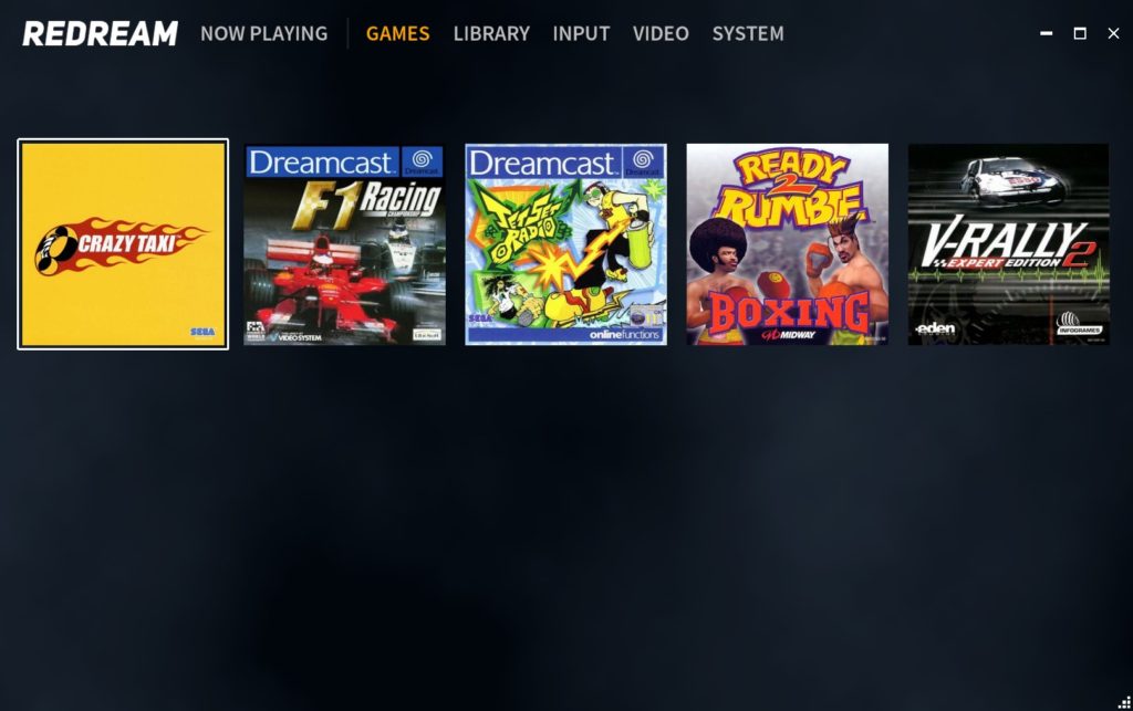 The Redream Games Library Section Complete With Game Artwork