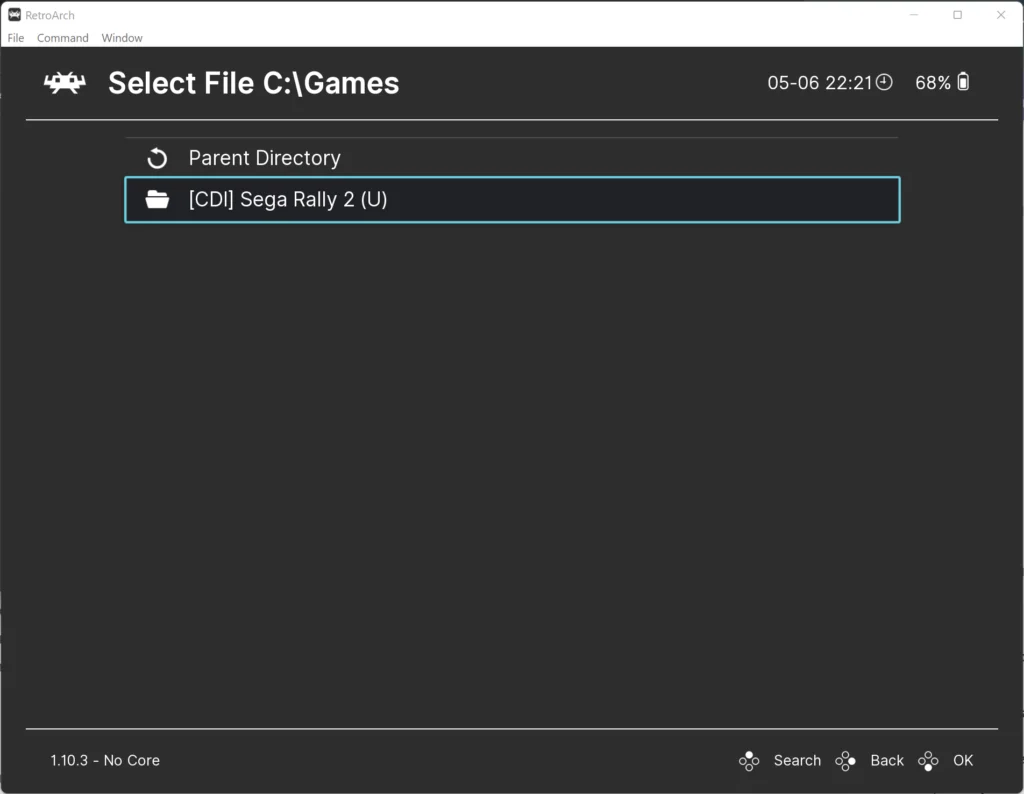 RetroArch Dreamcast Select Game