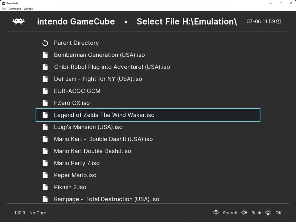 RetroArch GameCube Set Up - Select A Game
