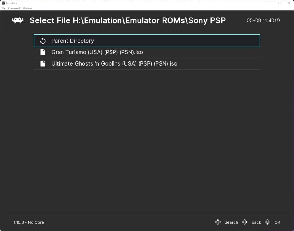 RetroArch Load PSP Game