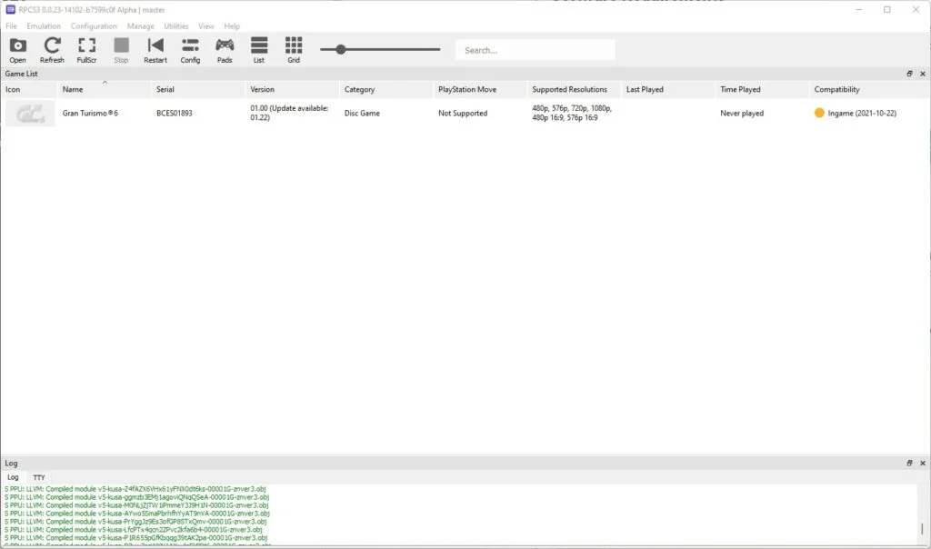 RPCS3 Game List