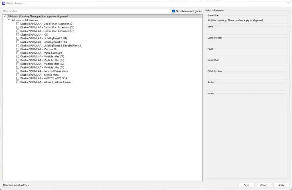 RPCS3 Game Patches