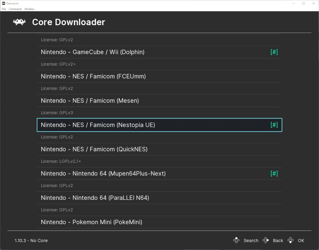RetroArch NES Set Up Download Nestopia Core