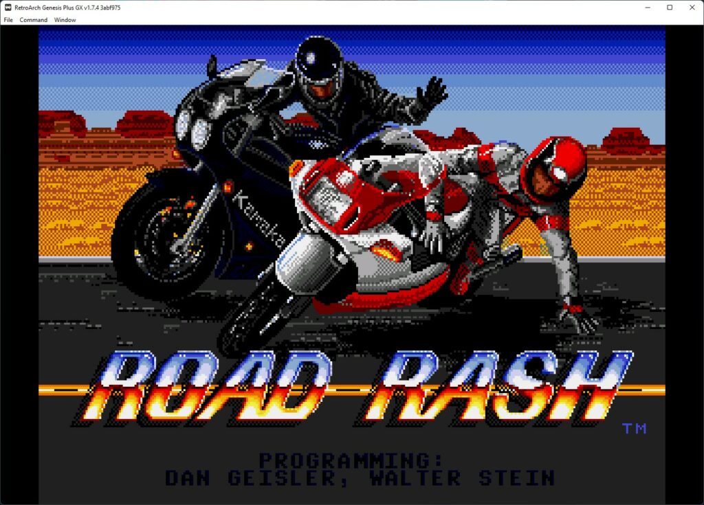 RetroArch Steam Setup - Genesis Plus GX core  running Road Rash
