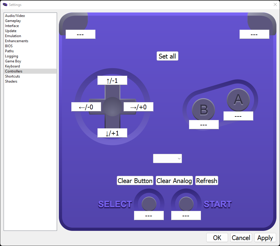 GBA Emulator Controller Configuration
