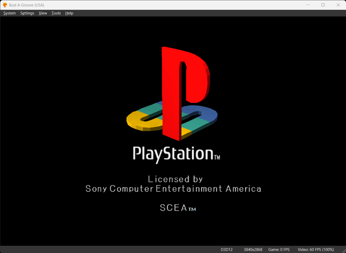 DuckStation launching a PS1 game